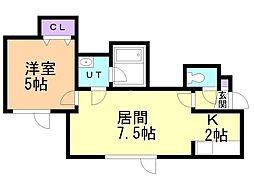 パシフィックオーシャン 1LDKの間取図画像