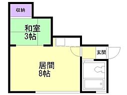中西ビル 1LDKの間取図画像