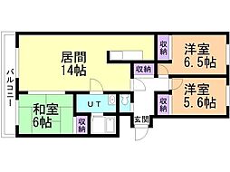 コーポ旭豊 3LDKの間取図画像