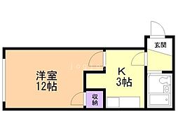 パル・コート 1Kの間取図画像