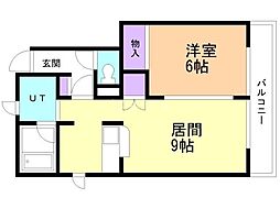 ユースNL43 1LDKの間取図画像