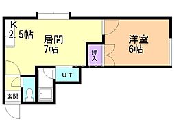 ローズヴィラ新川 1LDKの間取図画像