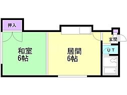 ハイツ本町B 1DKの間取図画像