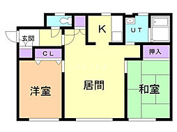 ノース86Ａ 1階2LDKの間取り