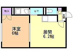KDビル 1DKの間取図画像