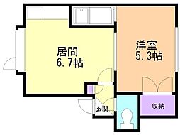 メゾンドトワル 1DKの間取図画像