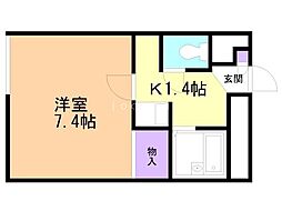 レオパレスフォルテック2 1Kの間取図画像