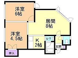 アメニティハイツ 2LDKの間取図画像