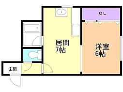 ノース26 1DKの間取図画像