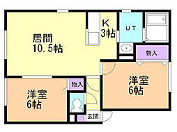 フォーサイト環状1414 2LDKの間取図画像