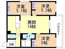 メニーズコート栄南プレミア 3LDKの間取図画像