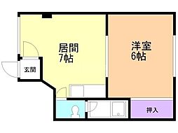 すずらんコーポ 1DKの間取図画像