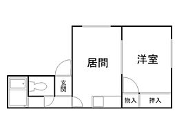 サンテンミリオン中沼西 1DKの間取図画像