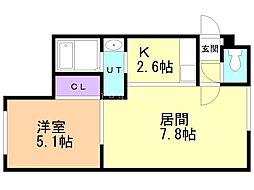 ルミエール元町A 1LDKの間取図画像