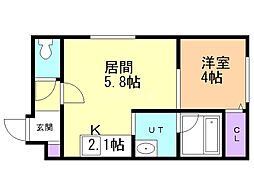 ガレリアN13 1DKの間取図画像
