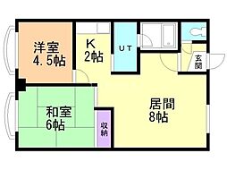 ポラリスビル 2LDKの間取図画像