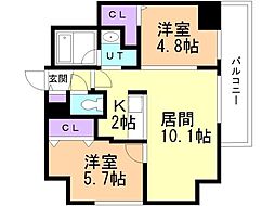 ブランシャールALAINサッポロ 2LDKの間取図画像