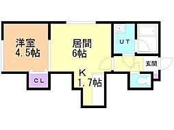 アルティス環状通2 1DKの間取図画像