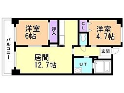 PRESCELTO百合が原 2LDKの間取図画像