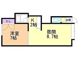 エルムの森参番館 1LDKの間取図画像