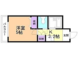グランイースト北17条 1Kの間取図画像