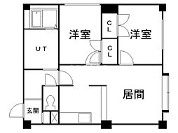 ハイコート北23 2LDKの間取図画像