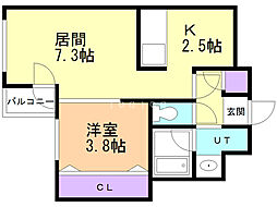 アンシャンテ環状通東 1LDKの間取図画像