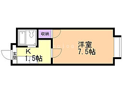 駒矢五番館 1Kの間取図画像