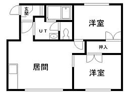 コーポ89 2LDKの間取図画像