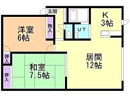 パークサイドいがらし 2LDKの間取図画像