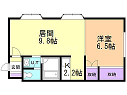 ロイアル麻生東 1LDKの間取図画像