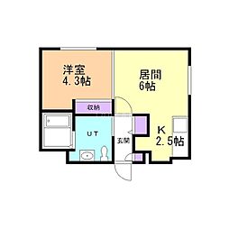 タカライーストヒルズ 1LDKの間取図画像