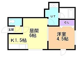レジスタN23 1LDKの間取図画像