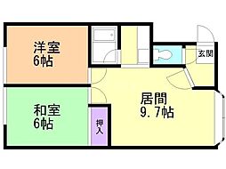 シャトーハピネス 2LDKの間取図画像