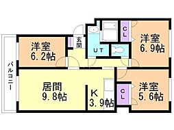 SUPERB.壱番館 3LDKの間取図画像