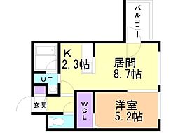 シンシア北8条 1LDKの間取図画像