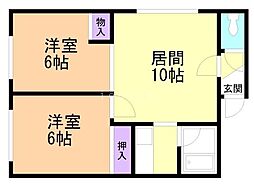 サンハイツ 2LDKの間取図画像