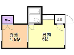 ハイツ新道33 1DKの間取図画像