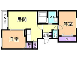 レオノール太平 2LDKの間取図画像