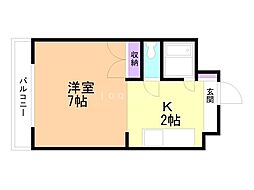 GrandirSapporo 1Kの間取図画像
