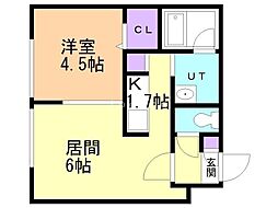 メビウス 1LDKの間取図画像