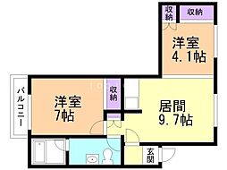 ぶどうの木 2DKの間取図画像