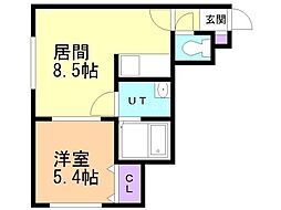 マイルーム環状通東A 1LDKの間取図画像