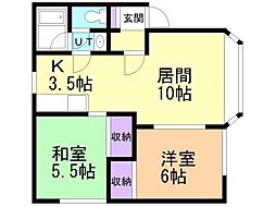 グローリ伏古 2LDKの間取図画像