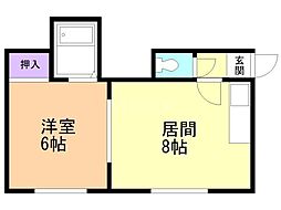 十勝コーポ 1DKの間取図画像