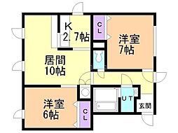 グランディールB 2LDKの間取図画像