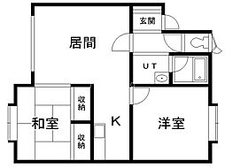 アーバンヒル弐番館 2LDKの間取図画像