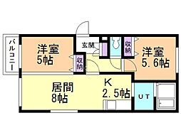 アストリアN23 2LDKの間取図画像