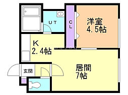 オリエンス38 1LDKの間取図画像