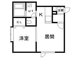 ラ・メゾンドボヌール2 1LDKの間取図画像